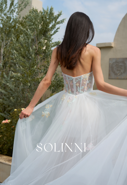 Leora – Colorful Wedding Dress with Detachable Sleeves
