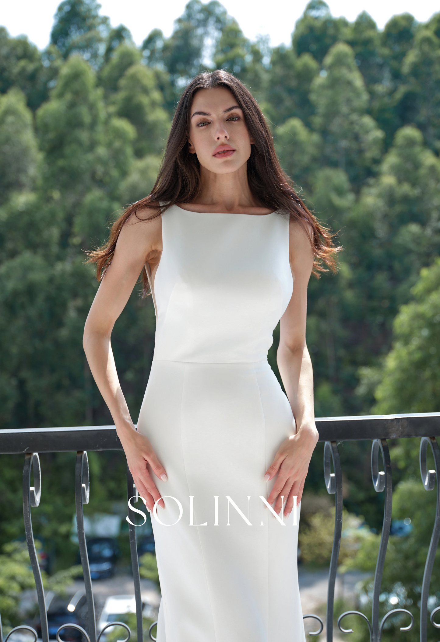 Lior – Minimalist Crepe Wedding Dress with Cowl Back and Petal Train