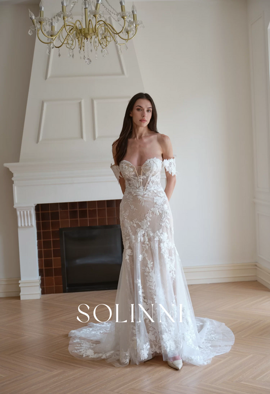 Odelle – Lace Mermaid Wedding Dress with Strapless Neckline