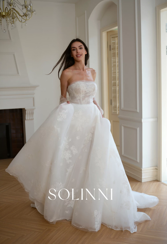 Ophelia – Ball Gown Wedding Dress with Pearl Gloves