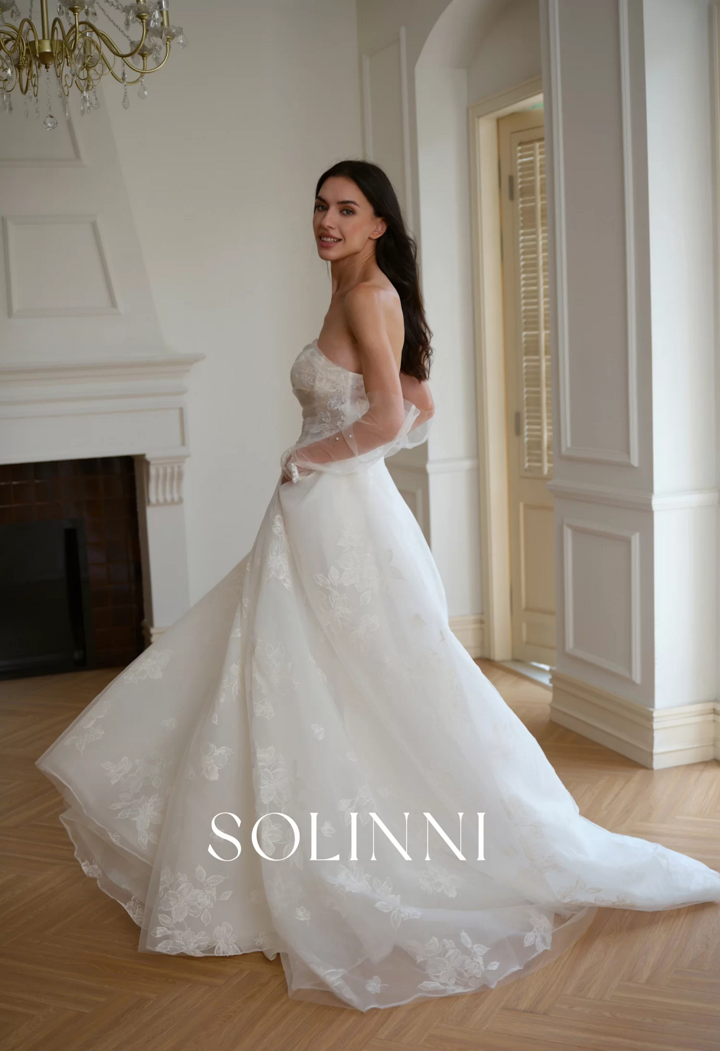 Ophelia – Ball Gown Wedding Dress with Pearl Gloves