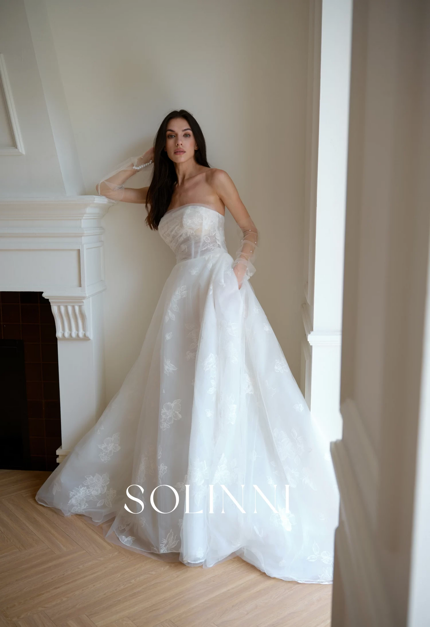 Ophelia – Ball Gown Wedding Dress with Pearl Gloves