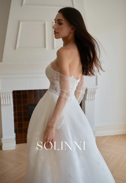 Ophelia – Ball Gown Wedding Dress with Pearl Gloves