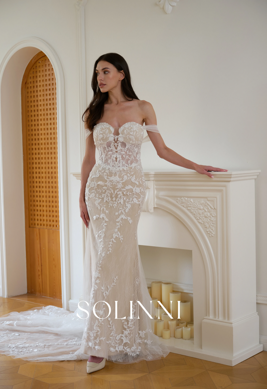 Seraphina – Fit and Flare Lace Wedding Dress with Detachable Sleeves