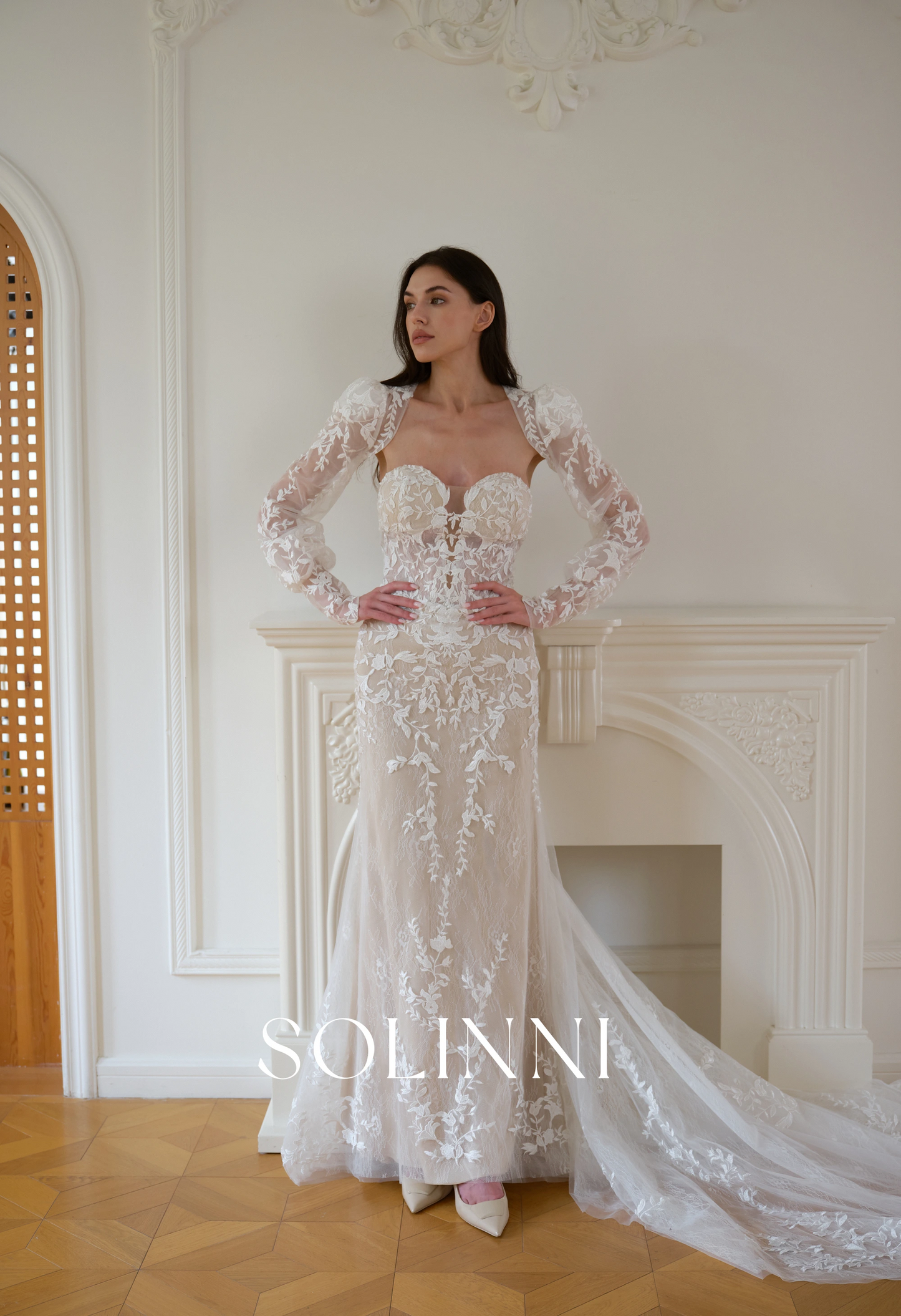 Seraphina – Fit and Flare Lace Wedding Dress with Detachable Sleeves