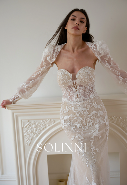 Seraphina – Fit and Flare Lace Wedding Dress with Detachable Sleeves