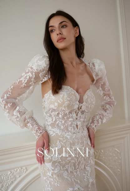 Seraphina – Fit and Flare Lace Wedding Dress with Detachable Sleeves