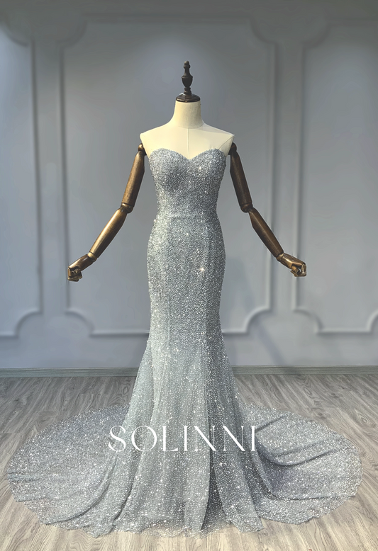 Luxurious Beaded Mermaid Wedding Gown