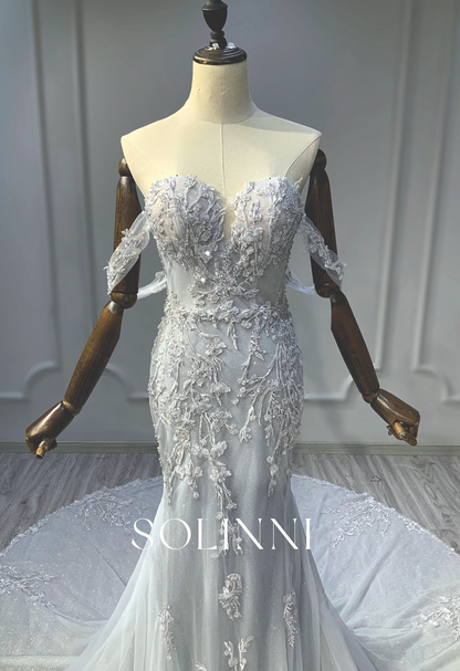 Colorful Bridal Gown with Lace and Sparkling Tulle