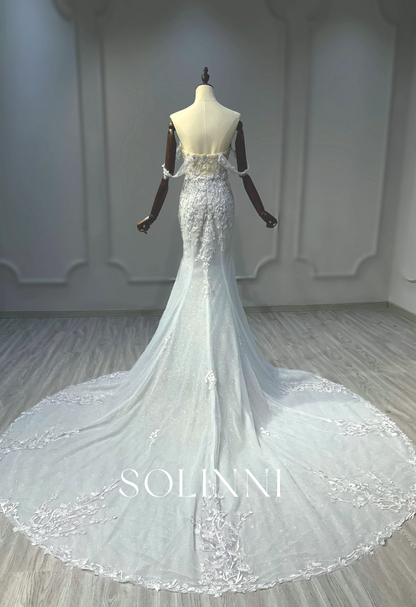 Colorful Bridal Gown with Lace and Sparkling Tulle