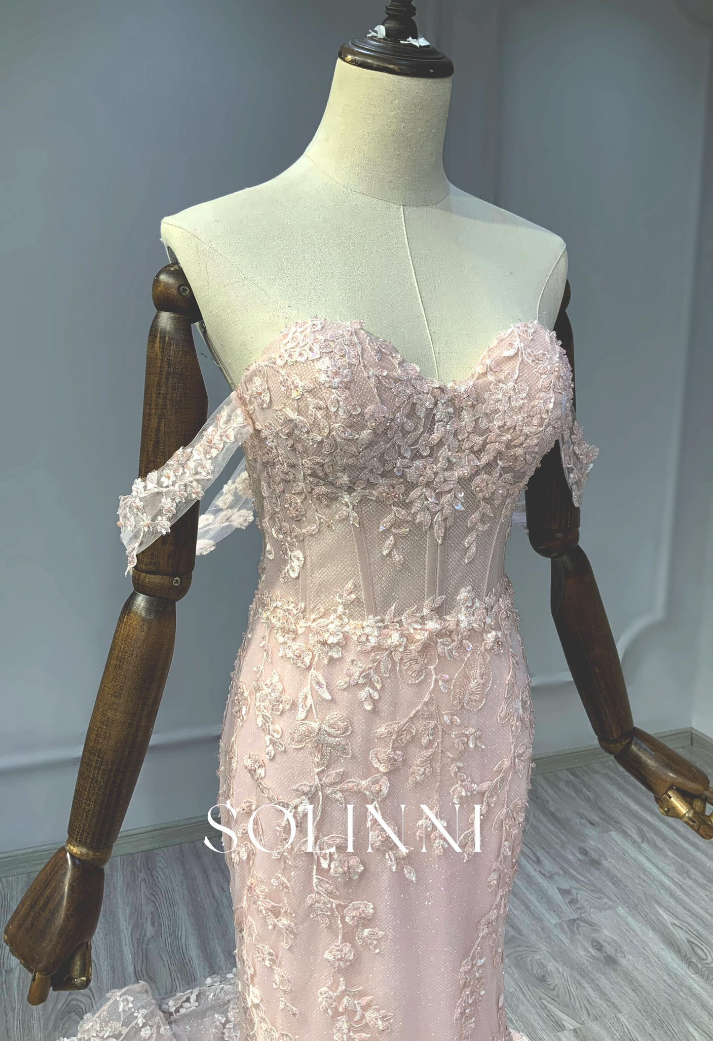 Multi-Color Bridal Gown with Detachable Straps