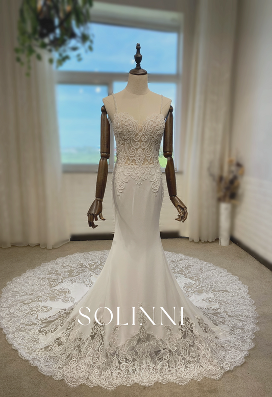 Beaded Lace Bridal Gown with Grand Train