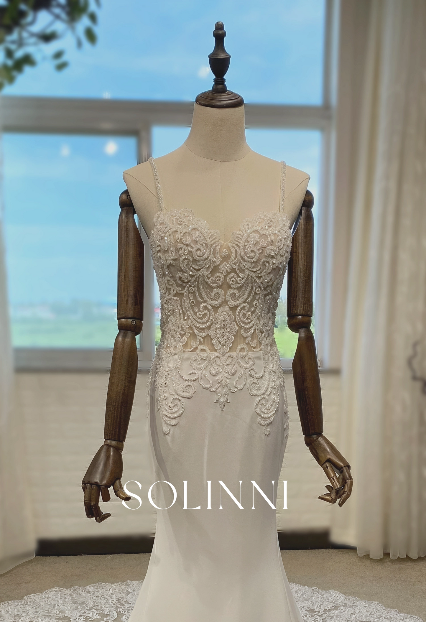 Beaded Lace Bridal Gown with Grand Train