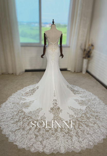 Beaded Lace Bridal Gown with Grand Train