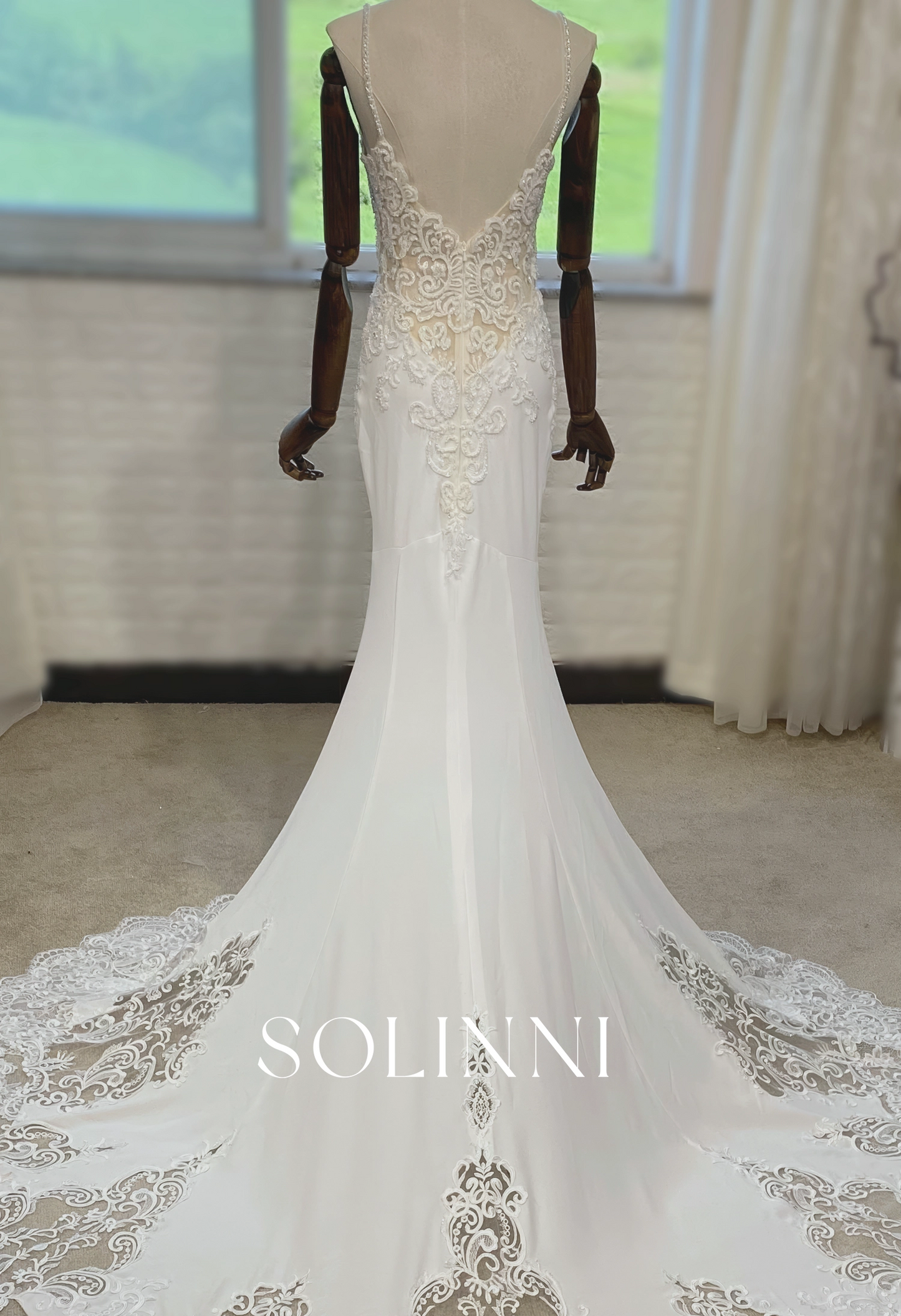 Beaded Lace Bridal Gown with Grand Train
