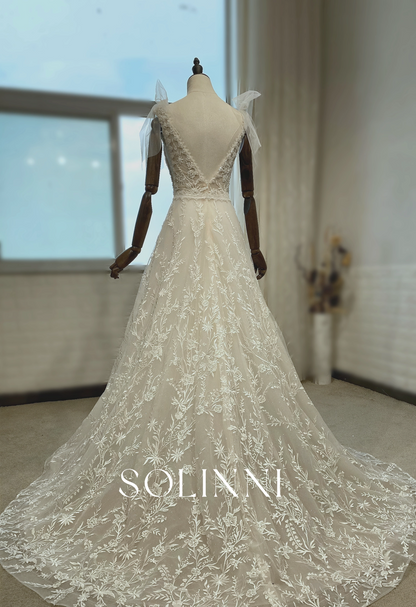 Classic Wedding Gown with Detailed Floral Appliqué
