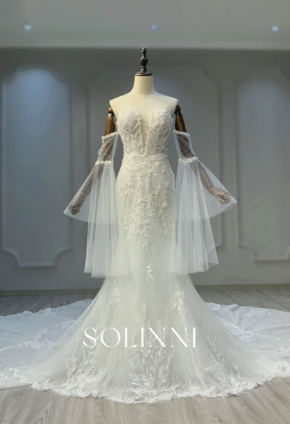 Handcrafted Luxury Wedding Gown with Dramatic Train