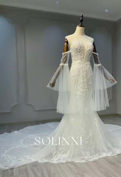 Handcrafted Luxury Wedding Gown with Dramatic Train