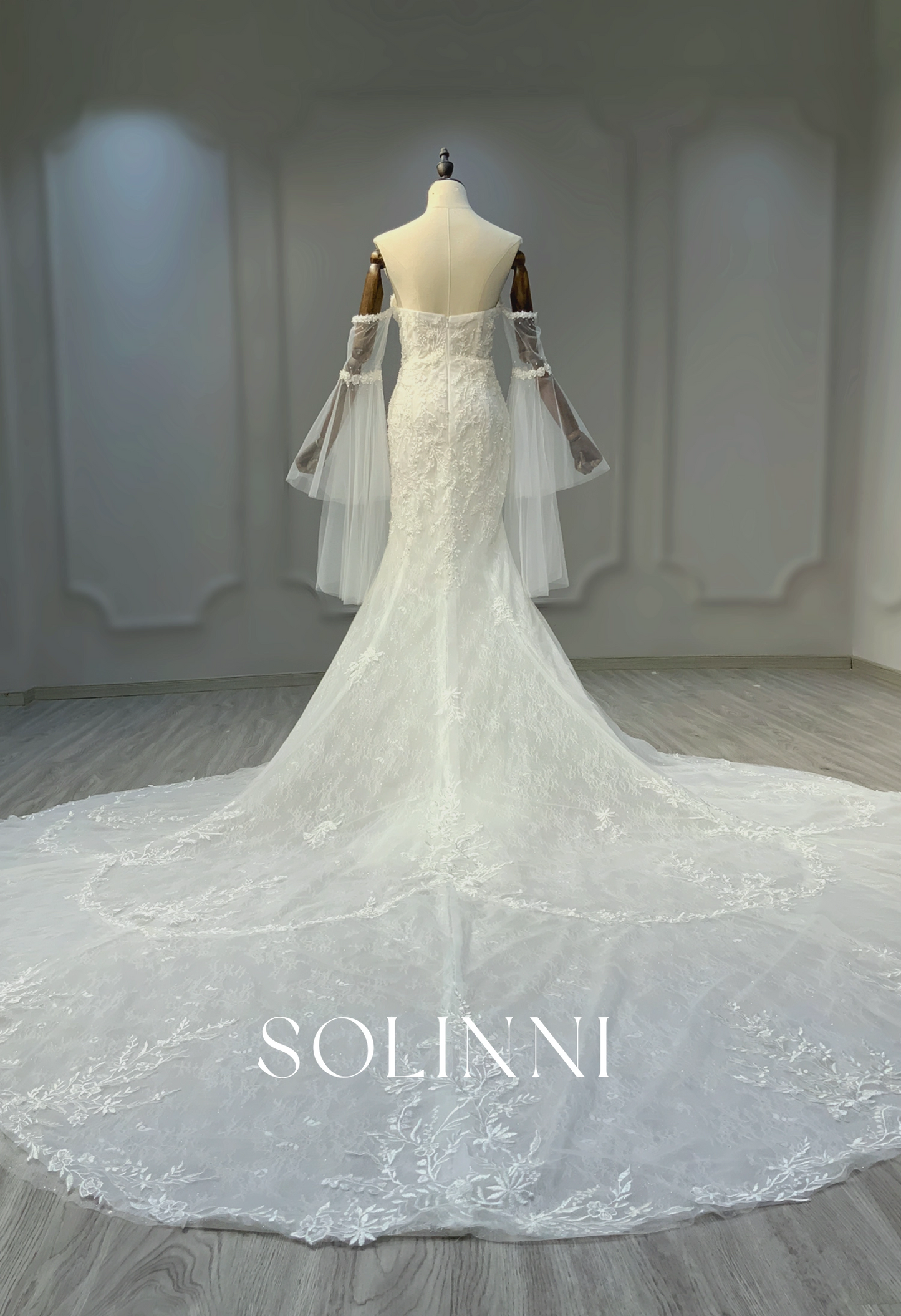 Handcrafted Luxury Wedding Gown with Dramatic Train