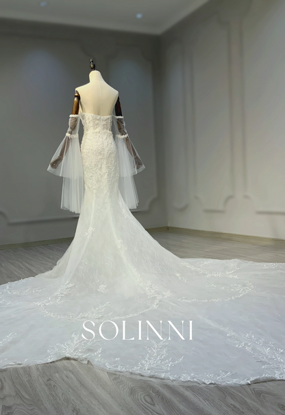 Handcrafted Luxury Wedding Gown with Dramatic Train