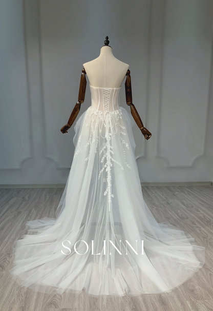 Mini Skirt with Corset Bodice and Tulle Train