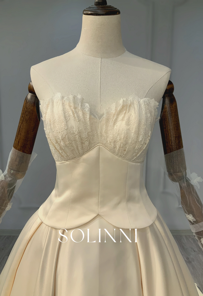 Sculptural Satin Ball Gown with Vintage-Inspired Bodice