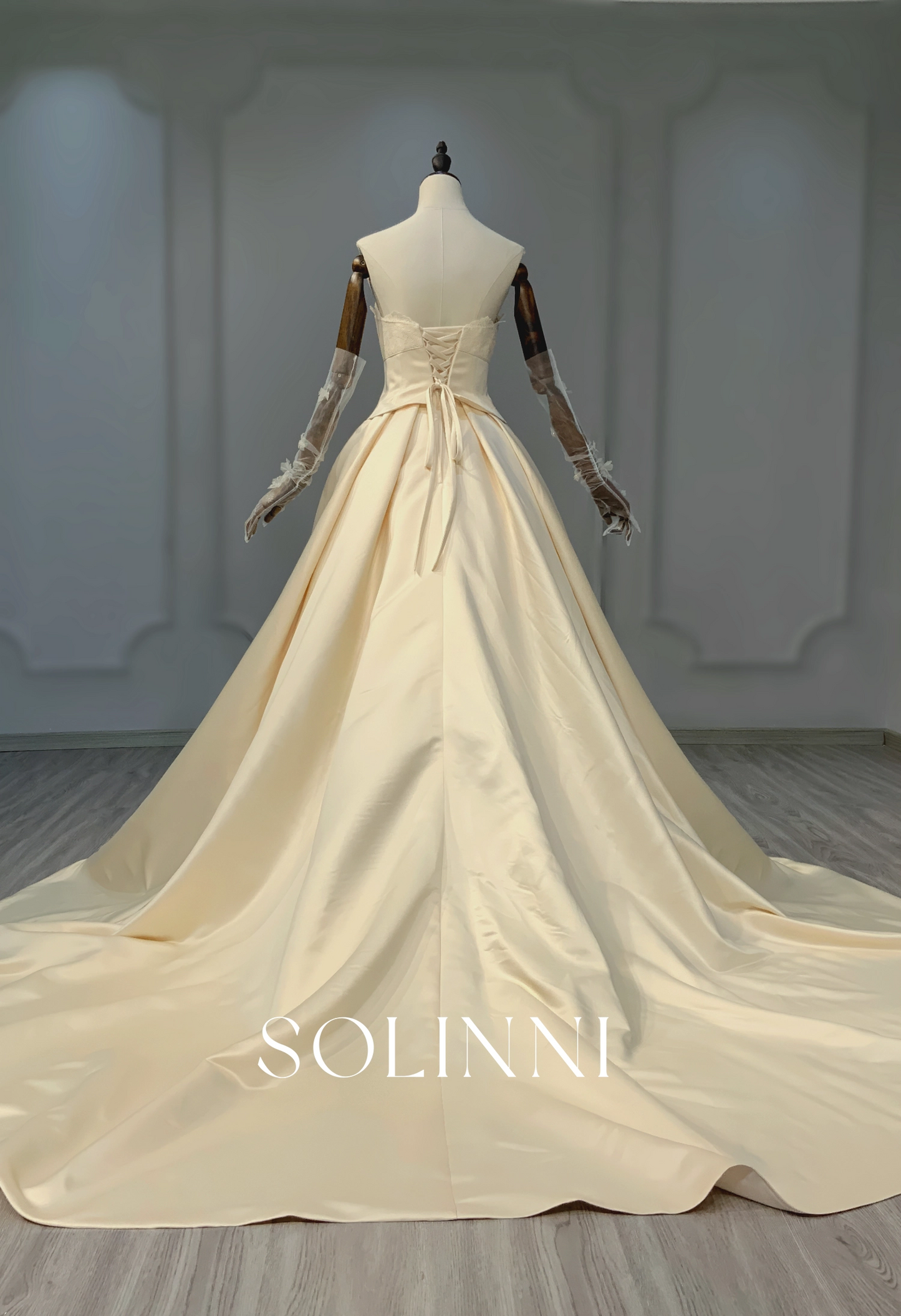 Sculptural Satin Ball Gown with Vintage-Inspired Bodice