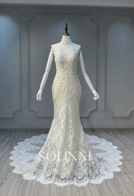 Vintage Style Lace Wedding Dress with Gorgeous Train
