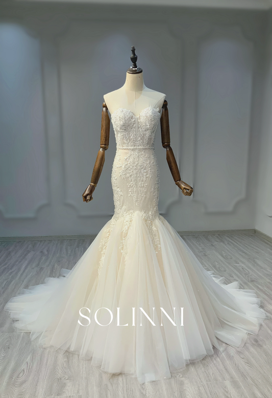 Classic Lace Mermaid Gown with Intricate Beadwork