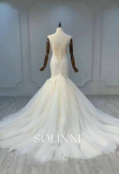 Classic Lace Mermaid Gown with Intricate Beadwork