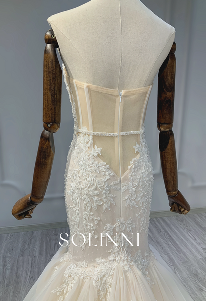 Classic Lace Mermaid Gown with Intricate Beadwork