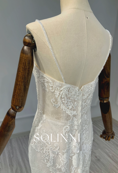 Classic Lace Mermaid Gown with Matching Lace Veil