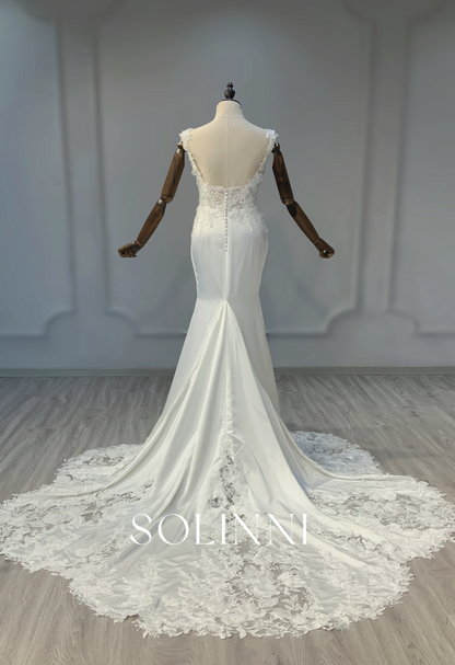 Floral Applique Mermaid Gown with Luxe Petal Train