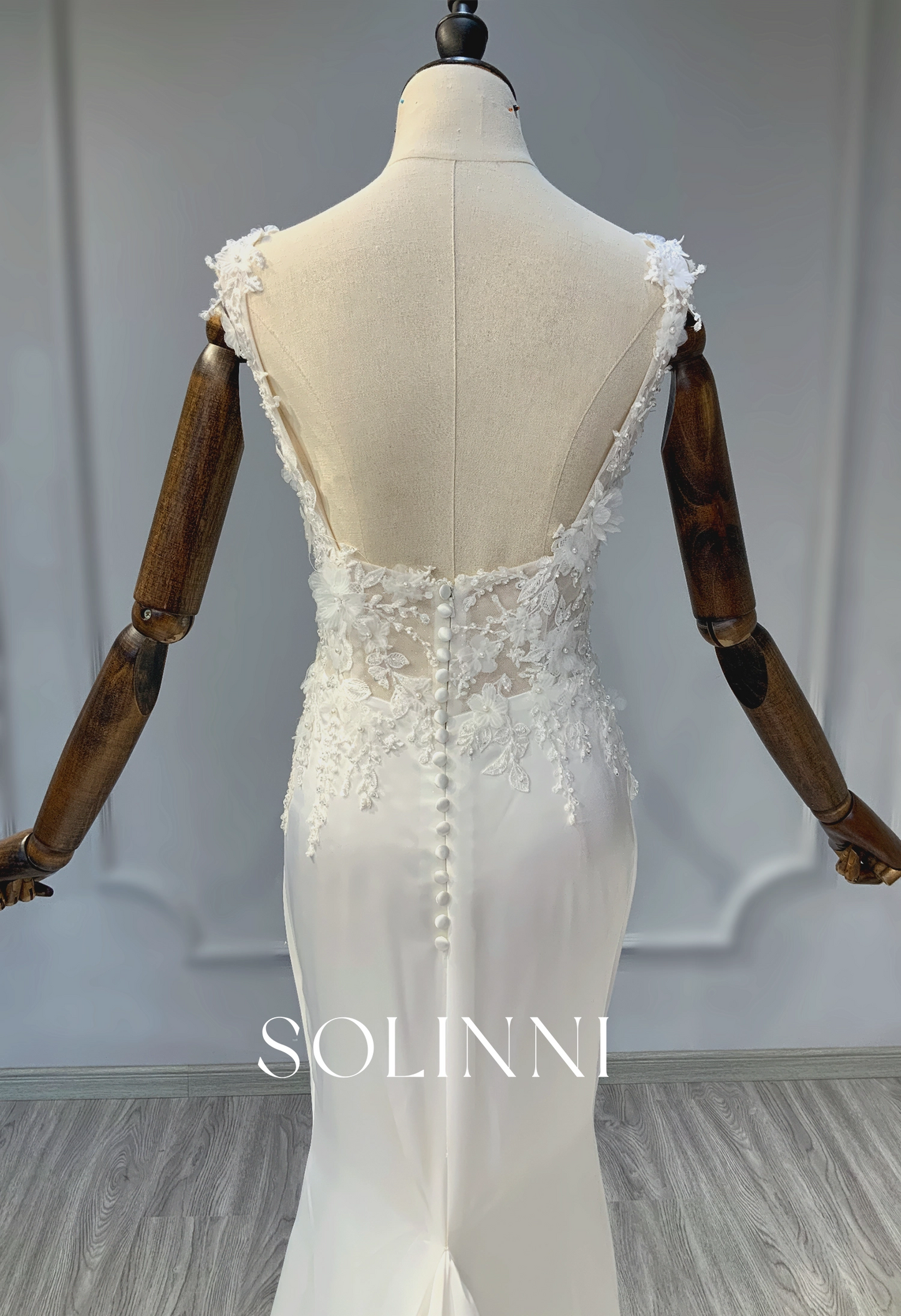 Floral Applique Mermaid Gown with Luxe Petal Train