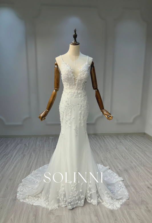 Classic Sheath Gown with Sparkling Lace Accents