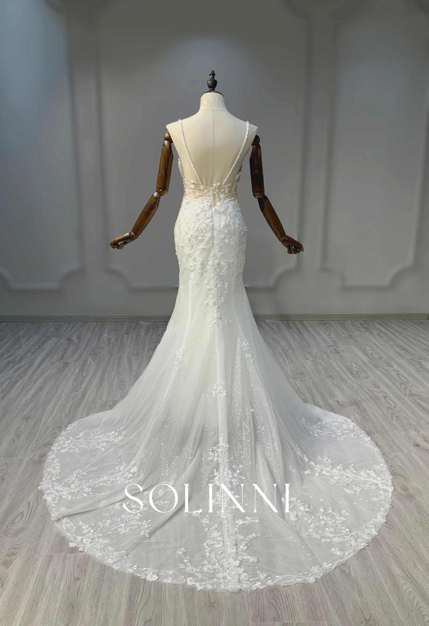 Classic Sheath Gown with Sparkling Lace Accents