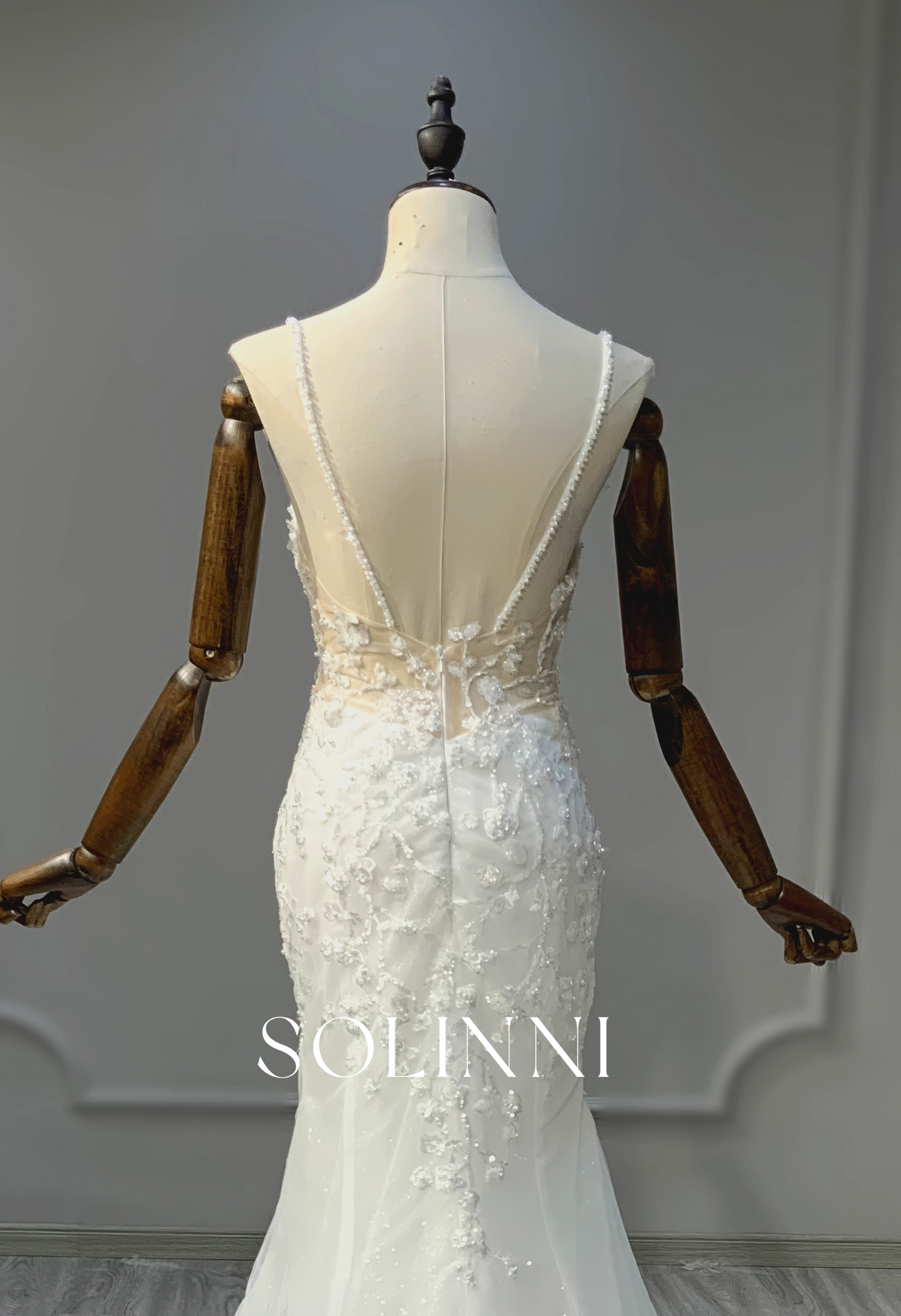 Classic Sheath Gown with Sparkling Lace Accents