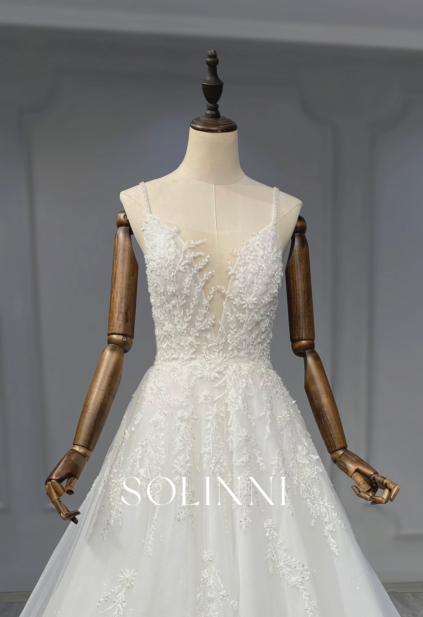A-Line Wedding Gown with Sequin Lace and Full Skirt