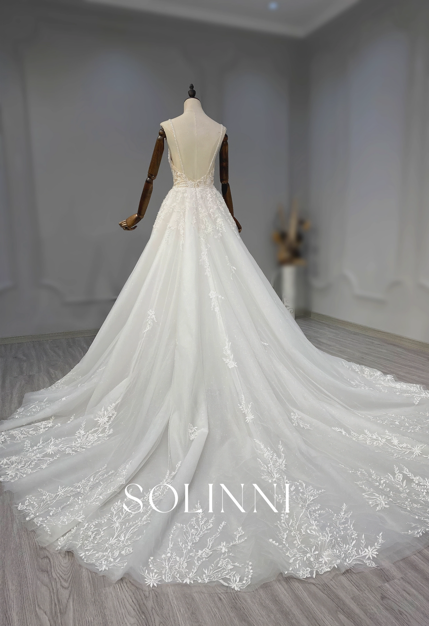 A-Line Wedding Gown with Sequin Lace and Full Skirt