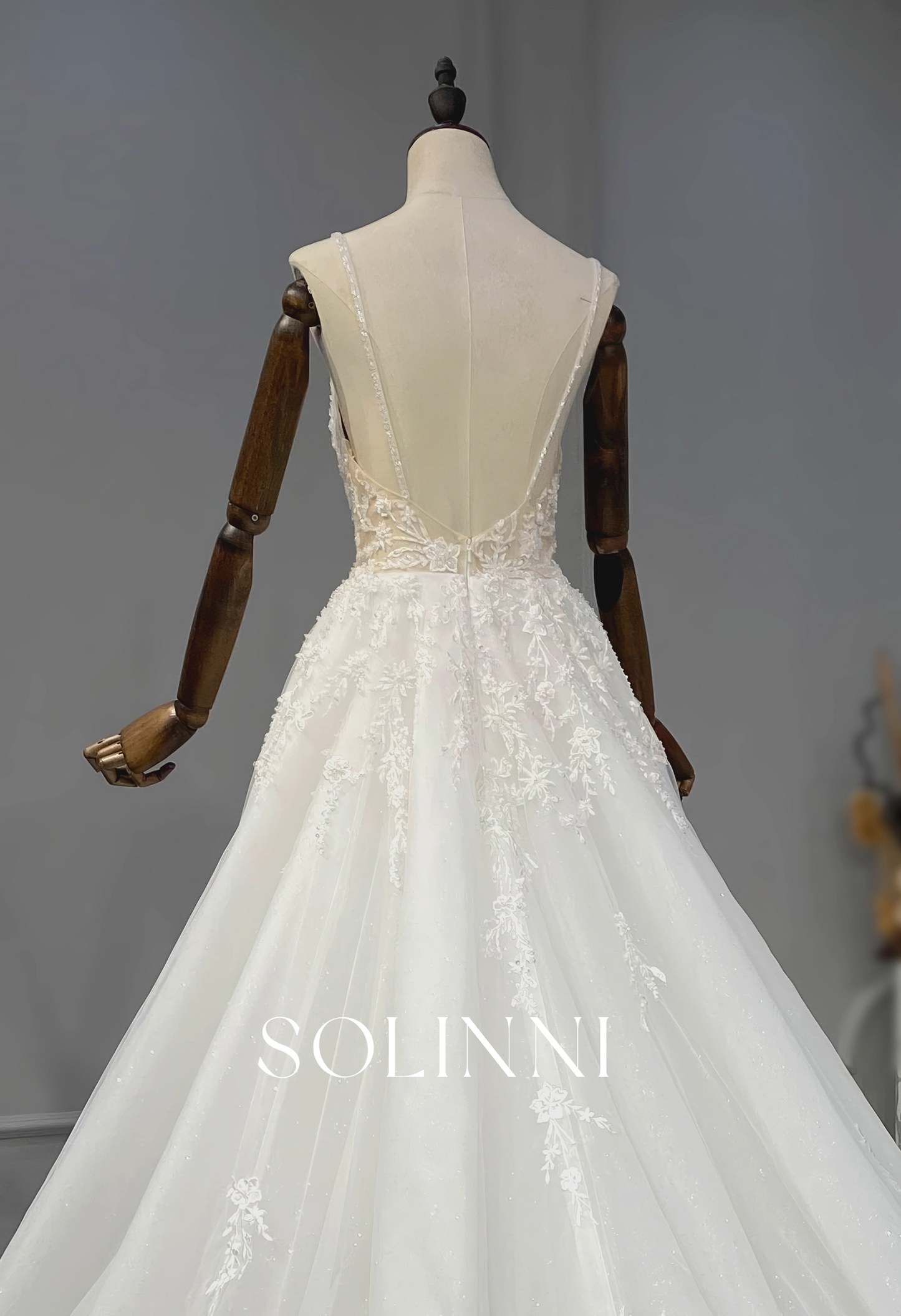 A-Line Wedding Gown with Sequin Lace and Full Skirt