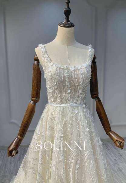 Exquisite Beaded Lace A-Line Wedding Dress