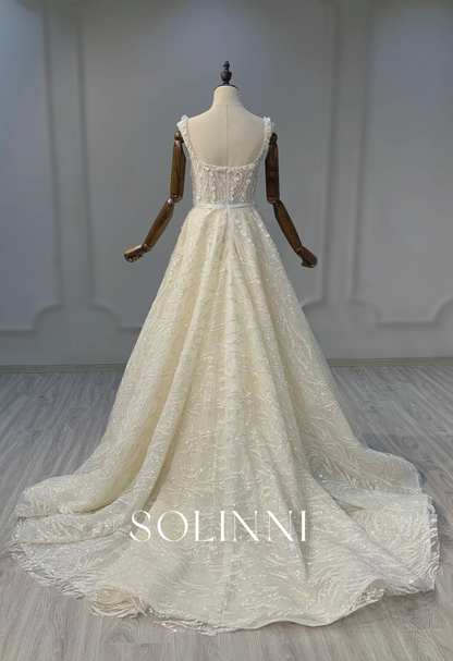 Exquisite Beaded Lace A-Line Wedding Dress
