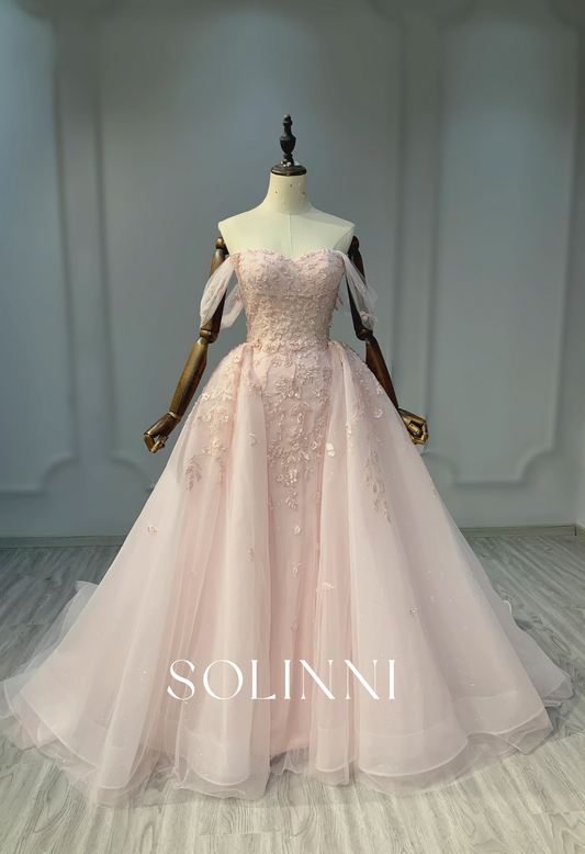 Multicolor 2-in-1 Wedding Dress with Detachable Overskirt