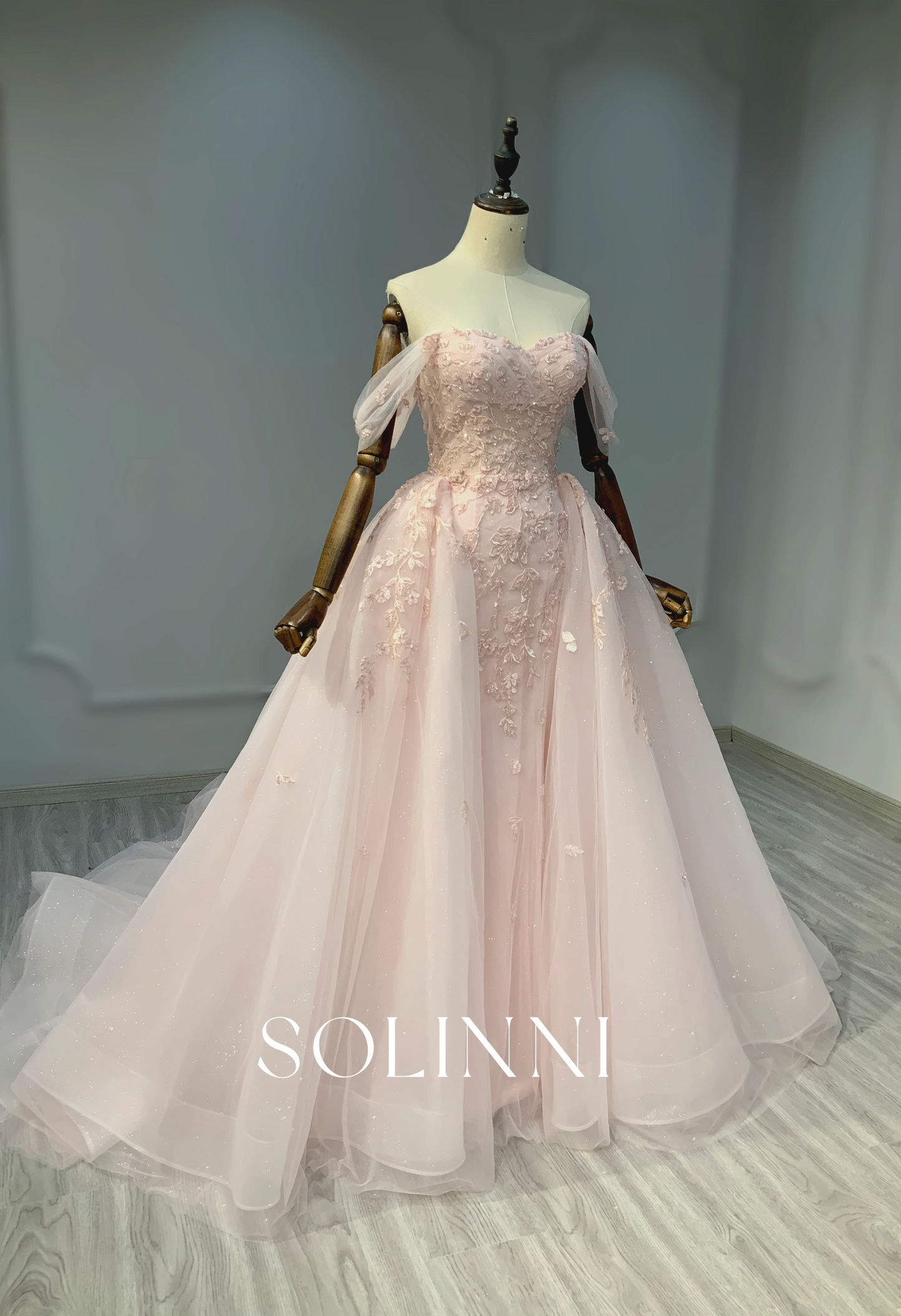 Multicolor 2-in-1 Wedding Dress with Detachable Overskirt