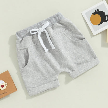 Toddler Baby Kids Boys 3Pcs Set Shorts Solid Colors