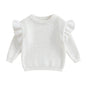 Baby Toddler Girls Sweater Solid Color Ruffle Long Sleeve Knit Spring Autumn Clothes Knitwear Pullover Top