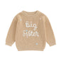 Toddler Kids Girl Big Sister Sweater Cute Long Sleeve Letter Embroidery Knit Pullover Loose Top