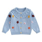 Baby Toddler Girls Cardigan Sweater 3D Flower Design Button Down Long Sleeve Knitted Top
