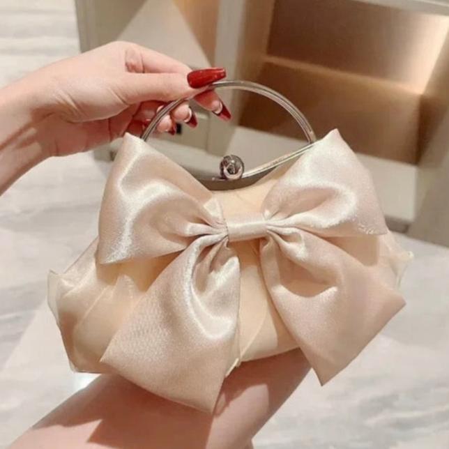 Zeina - Satin Bow Bridal Handbag Clutch - More Colors