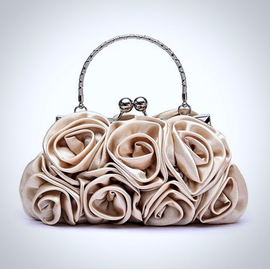 AnnMarie - Satin Rose Bridal Handbag Clutch - More Colors